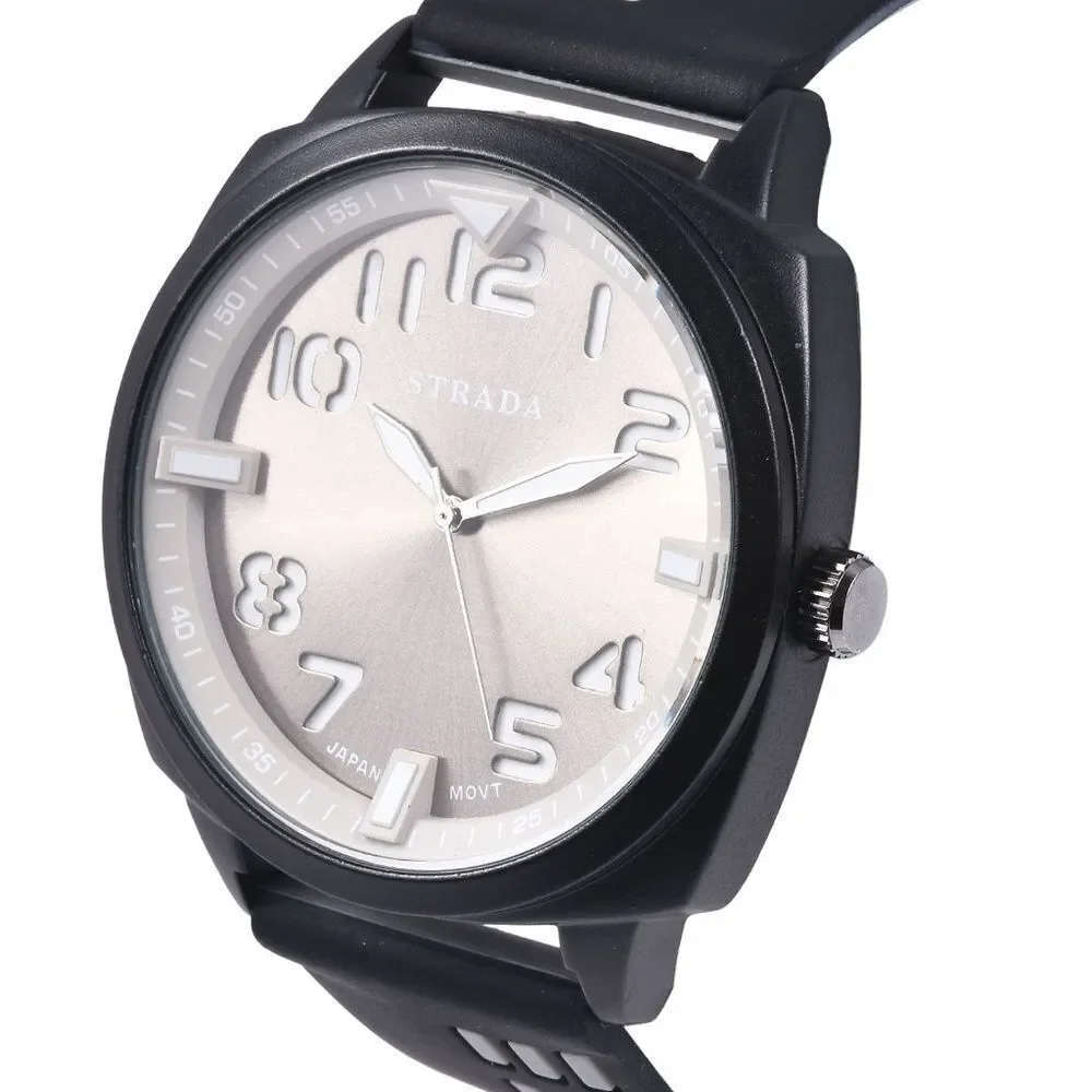 STRADA Watch with White & Black Silicone Ba…